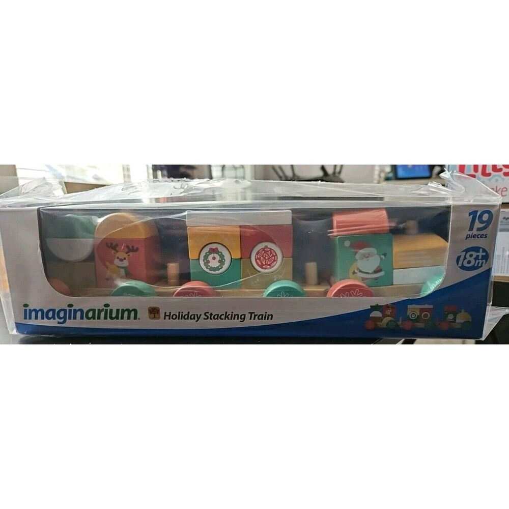 Holiday Wooden Stacking Train- 19 PIECES/18+Months. NEW